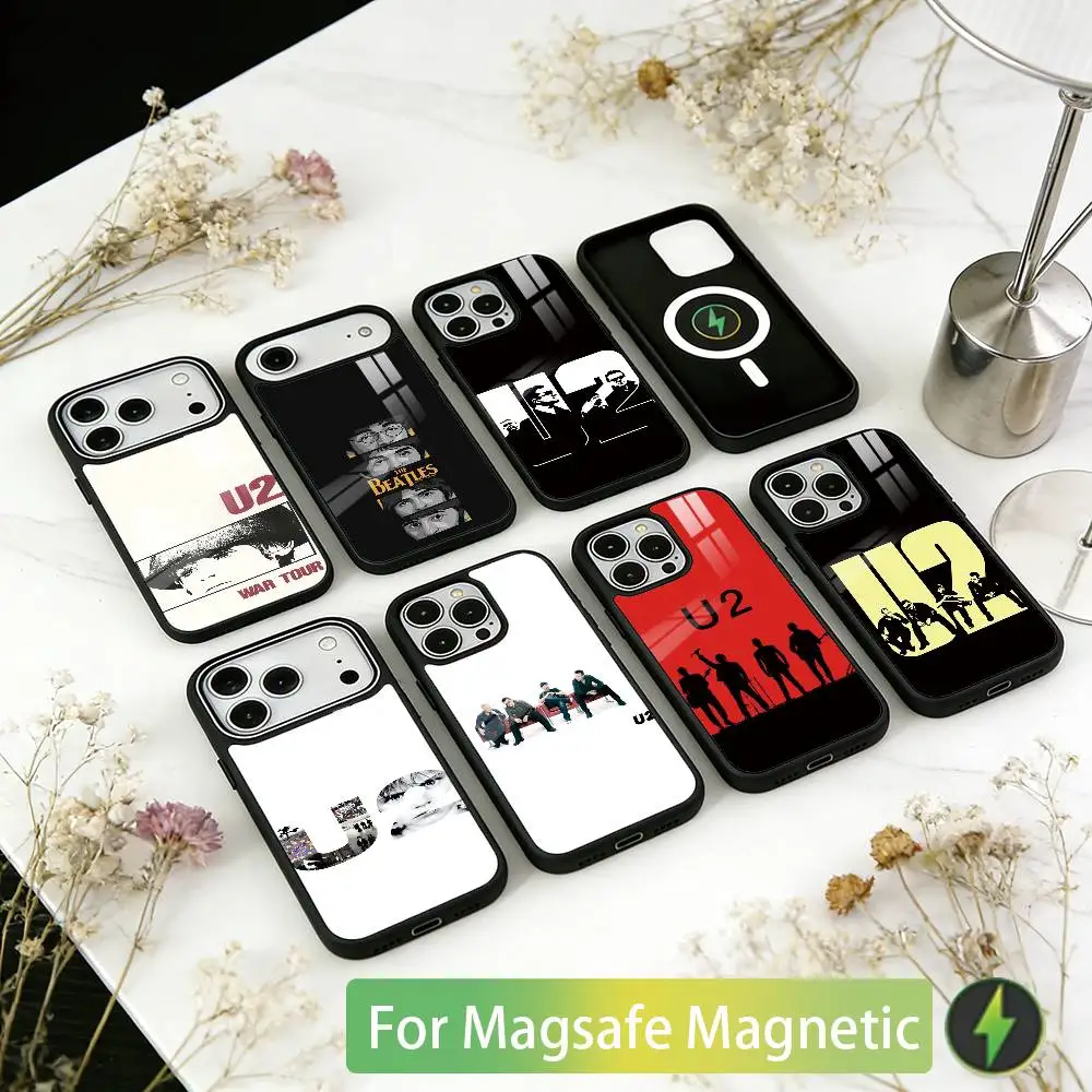 

U-U2-ES Band Phone Case For iPhone17,16,15,14,13,12,11 Plus,Pro Magnetic For Magsafe Wireless Charging