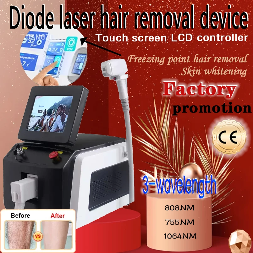 

Depiladora Touch Screen Handle High Power Safe Diode Laser Hair Removal Machine Depilation Ice Titanium Device High-end Machine