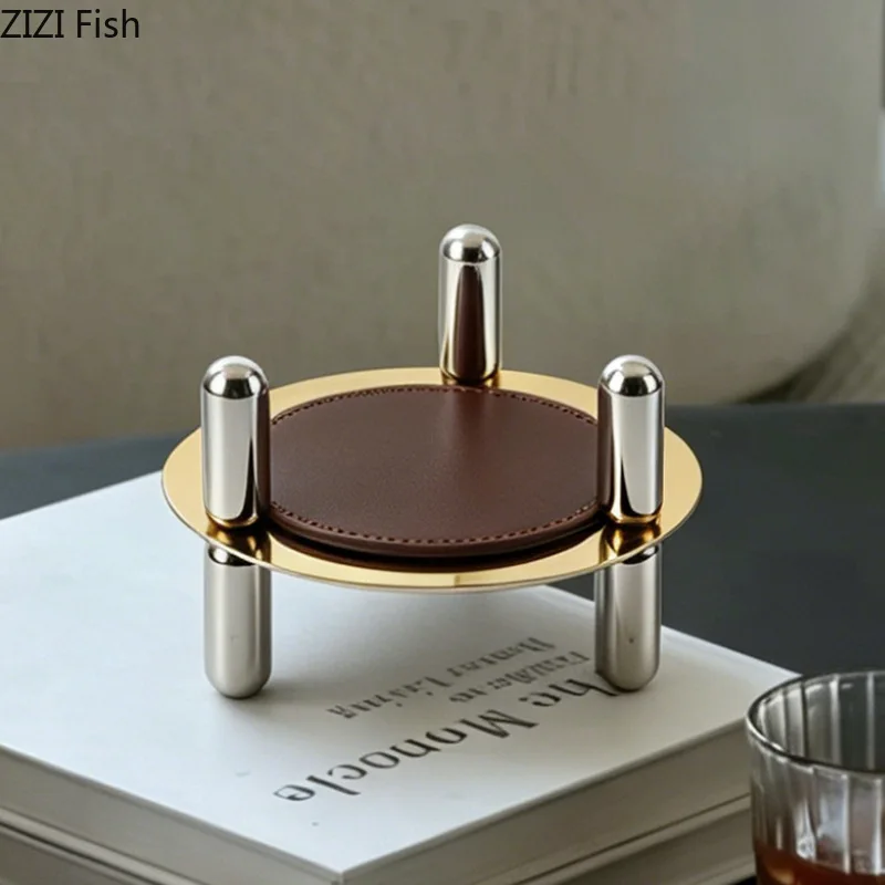 Stainless Steel Tray High-footed Insulation Pad Coaster Holder Heat-resistant Placemat Decorative Plate Storage Rack Organizer