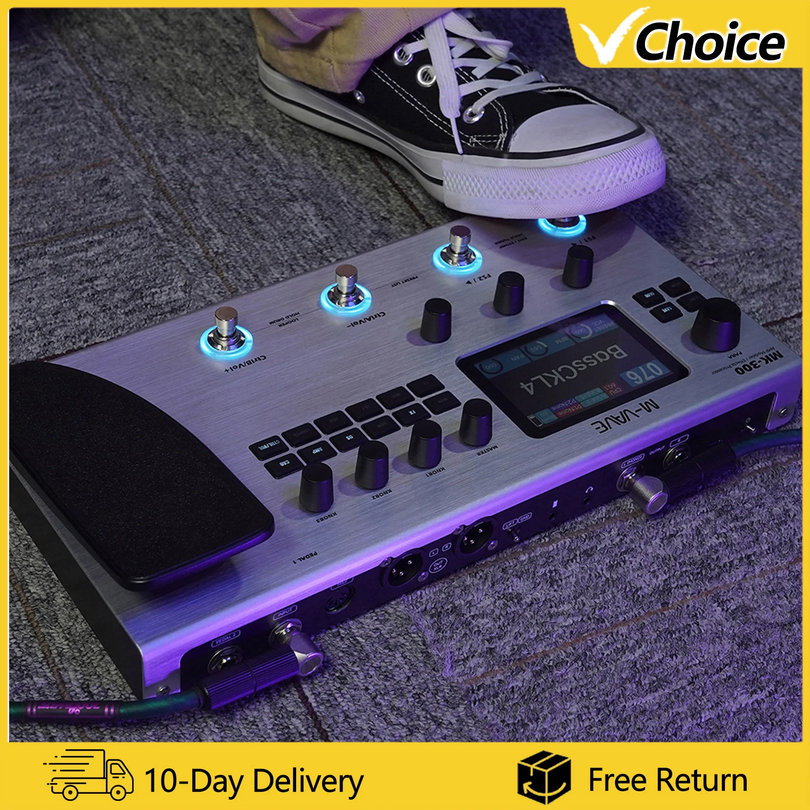 Procesador multiefectos de guitarra M-VAVE MK300 | ANN Modelado Neural 120AMP/360FX | Batería 10h+Looper 150s+128 Tambor MIDI DAW
