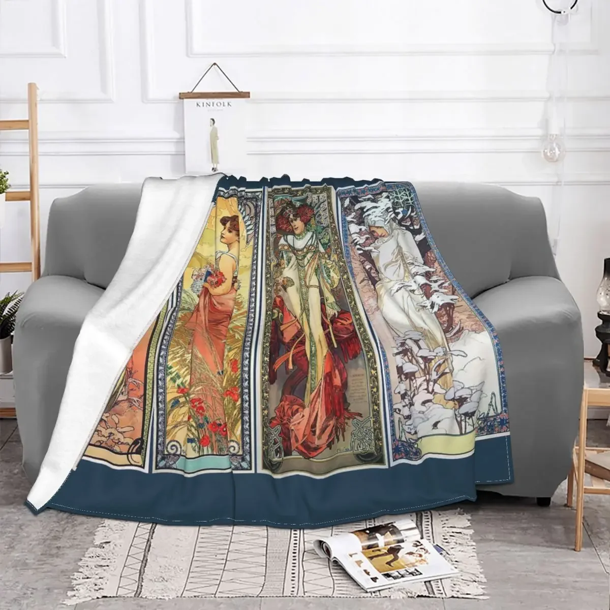 Alphonse Mucha Ablum Diary Fleece Throw Blanket Vintage Beautiful Women Blankets for Bedding Travel Warm Quilt