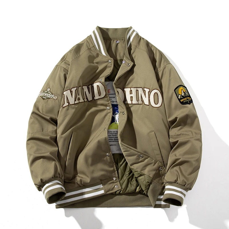 

Свободное бейсбольное хлопковое джатовое пальто в стиле ретро в американском стиле, мужская хлопковая верхняя одежда из Thiened, молодежная модная повседневная мода