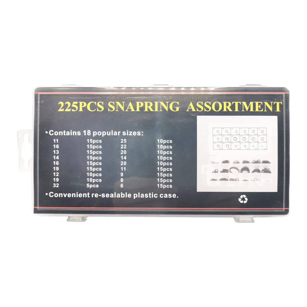 225PC card spring split ring with hard C-shaped shaft hole with inner card and outer card opening C-shaped buckle box set