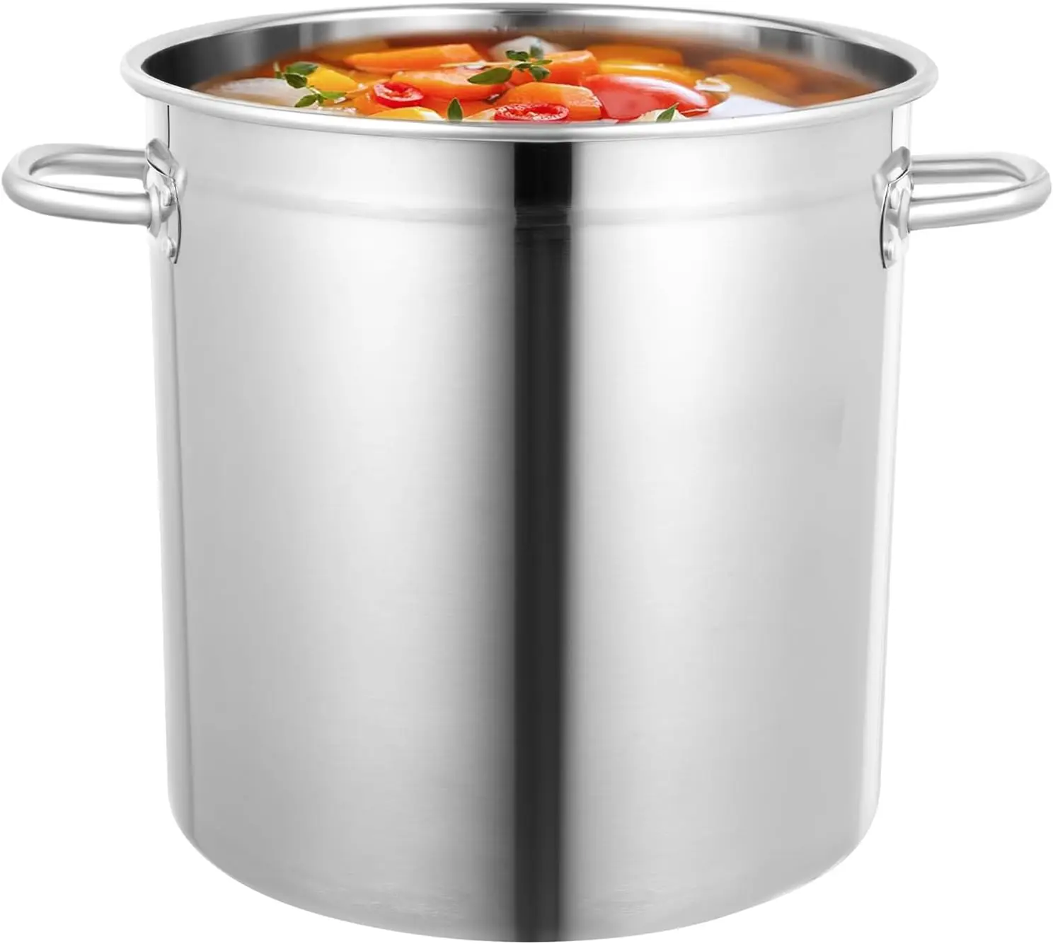 

30 Quart Stainless Steel Stock Pot with Lid - 35L Heavy-Duty Commercial Cookware