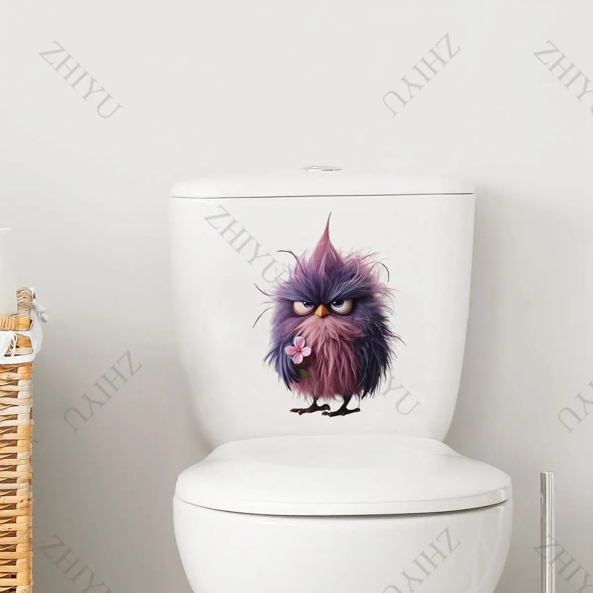 ZHIYU لطيف الطيور البومة الكرتون الجدار ملصق للحمام المرحاض ديكور هيرون الحيوانات خزانة للغرفة المعيشة الثلاجة خلفية