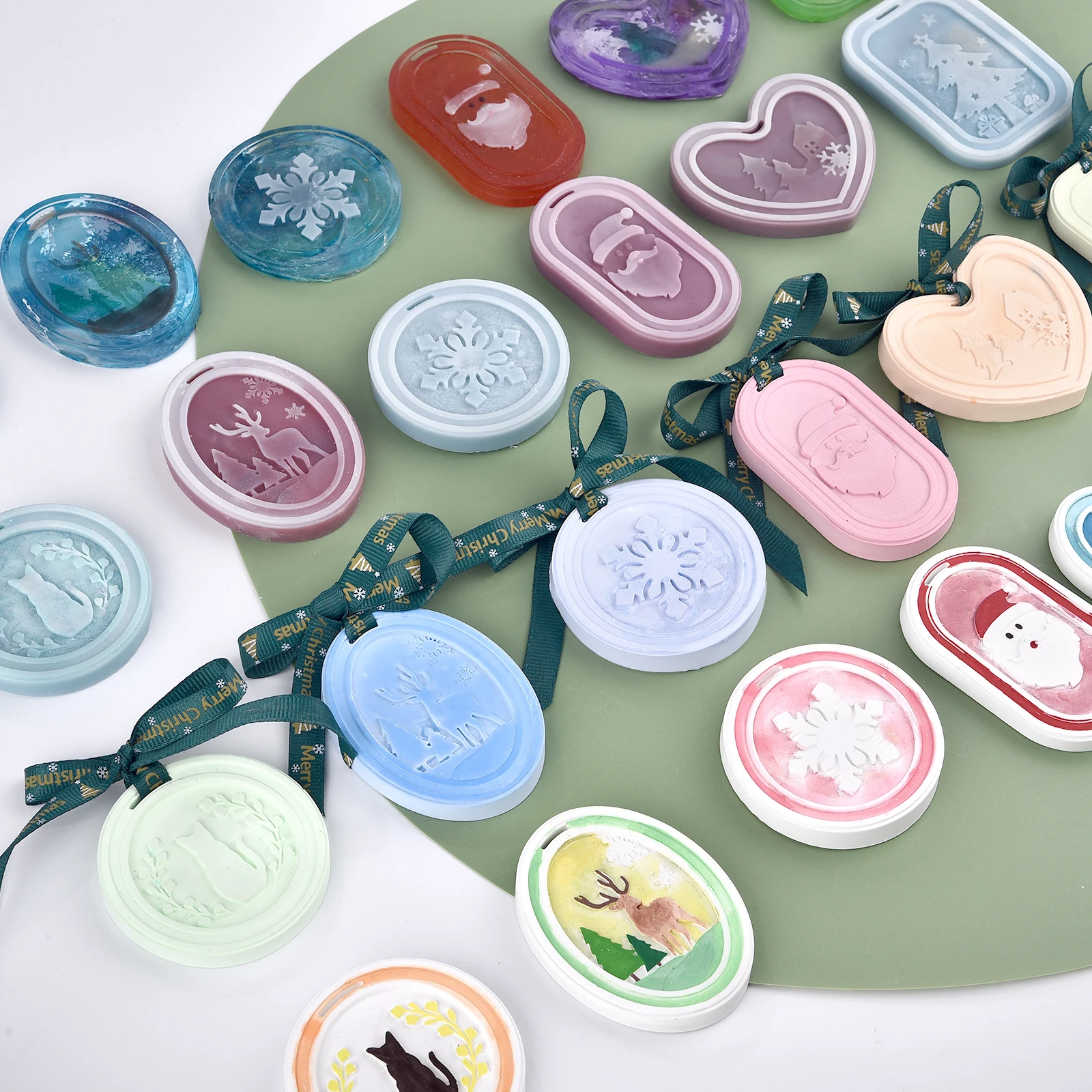 DIY Kristall Epoxidharz Form Weihnachtsbaum Elch Runde Quadrat Schneeflocke Auflistung Anhänger Schmuck Hängen Dekor Silikon Formen