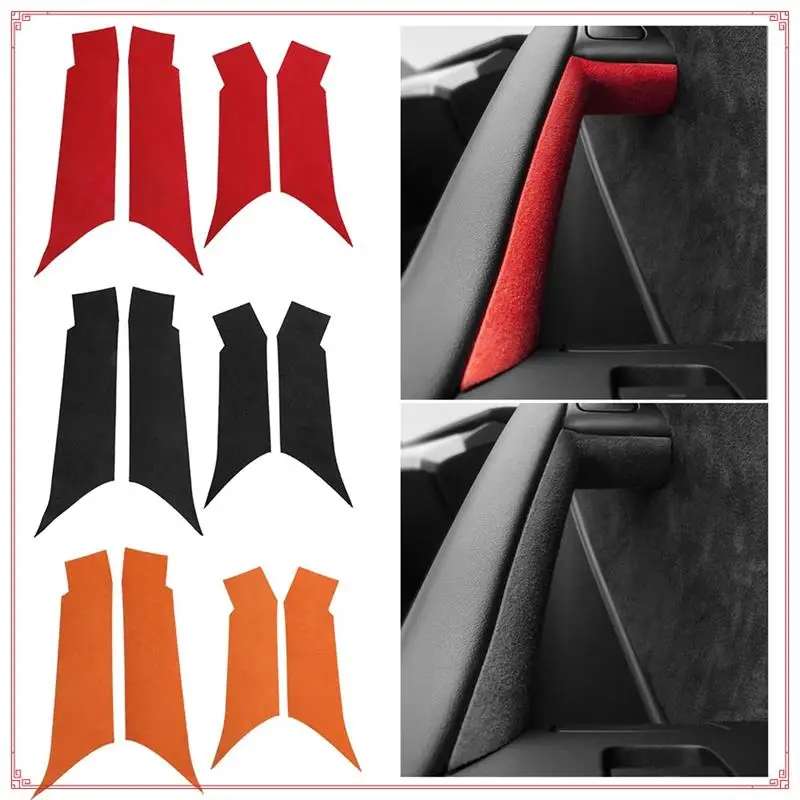 

For Tesla Model 3 Y 2018-2023 Inside Door Handle Sticker Inner Protector Cover Italy Suede Car Interior Black Accessories