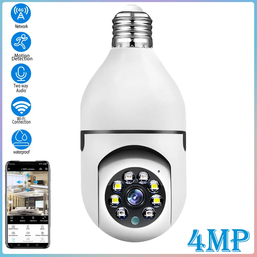 

4MP WIFI network camera CCTV indoor eye protection bulb safety monitoring human body tracking baby care nanny camera