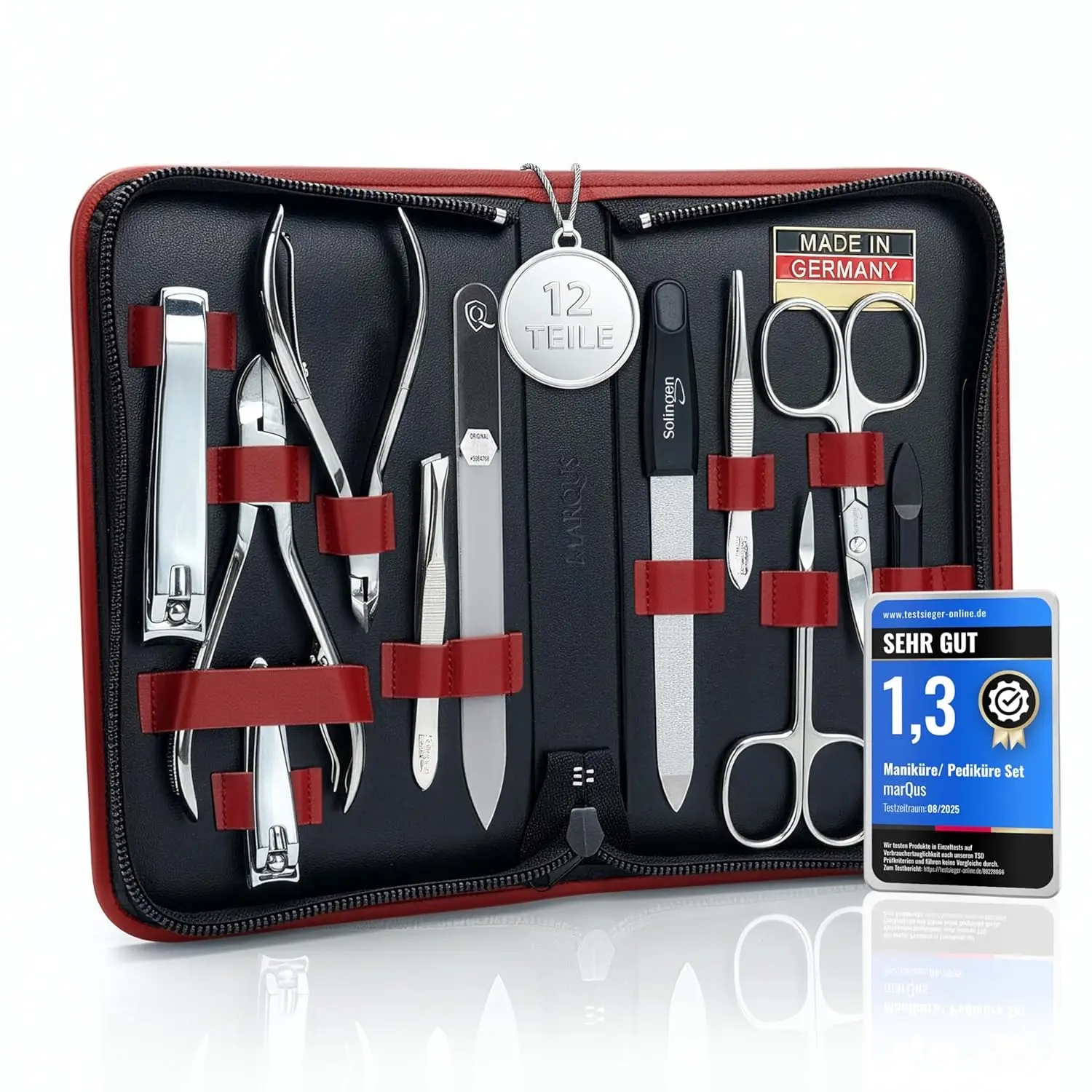 

12-Piece Professional Manicure Set for Women & Men with Premium Tools, Leather Case & Glass Nail File