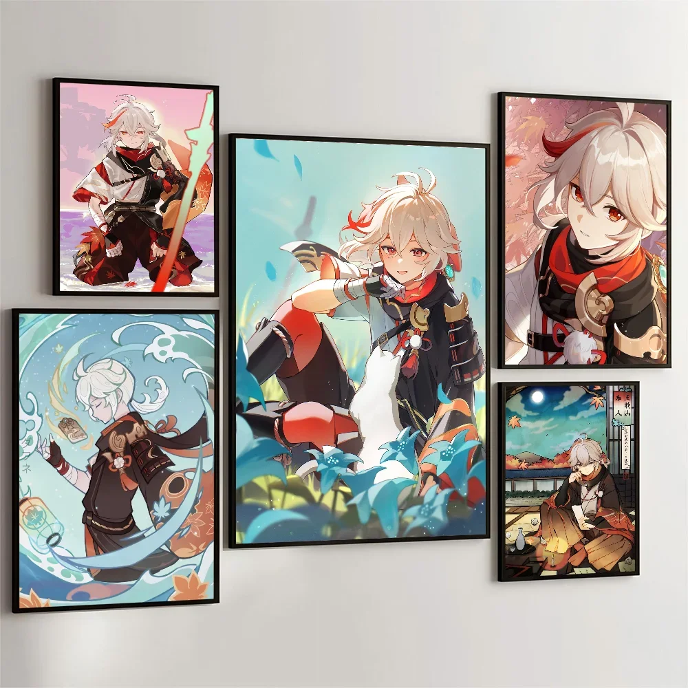 1PCKaedehara Kazuha Poster Movie Sticky Posters Retro Kraft Paper Sticker DIY Room Bar Cafe Aesthetic Art Wall Painting