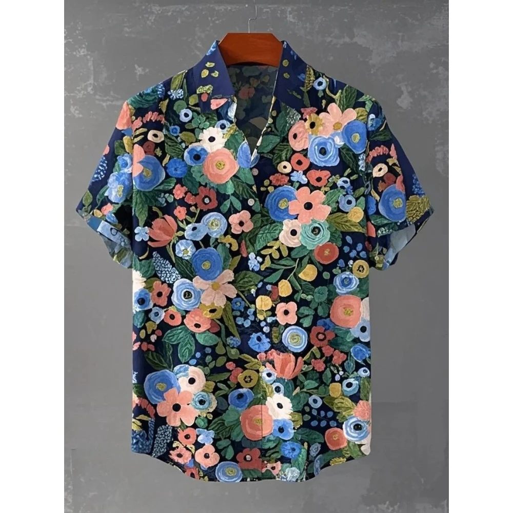 Summer Hawaiian Palm Tree Ocean Wave 3D Printing Men's Shirt Casual Clothing Oversized Short Sleeve Shirts for Men Fashion Tops