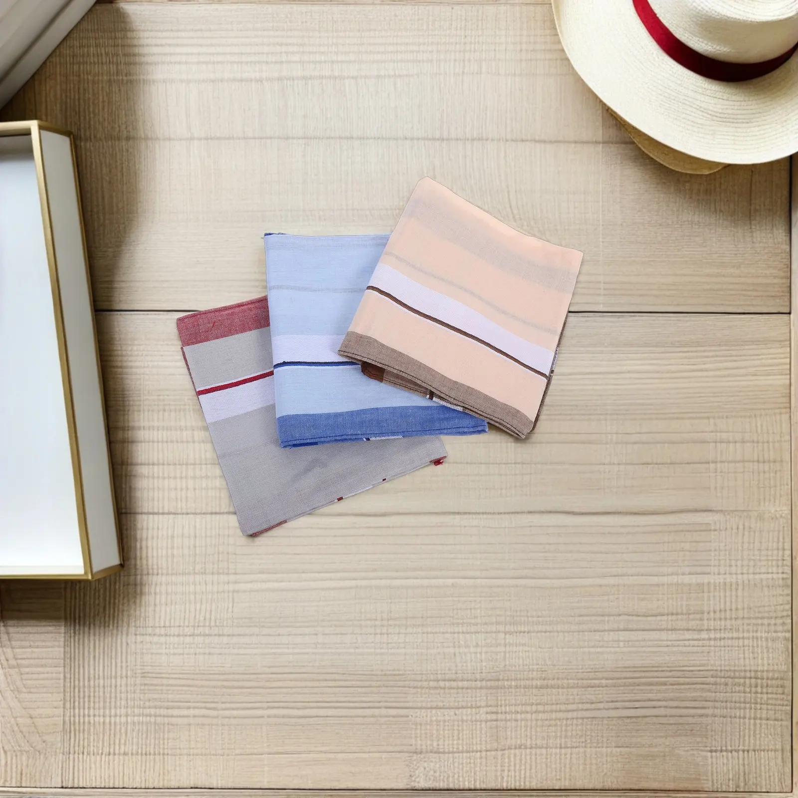 12Pcs Men's Cotton Handkerchief Classic Square Sweat Absorbent Hankies Lightweight Daily Carry Gift Mixed Color