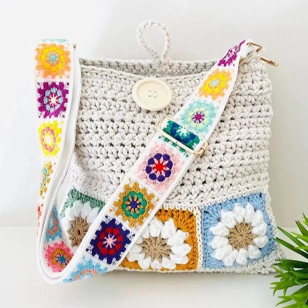 Crochet Flower Bag Strap Colorful Durable Women Bag Band Lightweight Comfortable Cross Body Bag Handle Lady