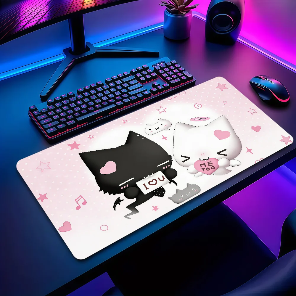Cute Cat Music Note Pudding Mouse Pad Large Non-slip Lockedge Desktop Computer Desk Mat Keyboard MousePad Office Gamer Student