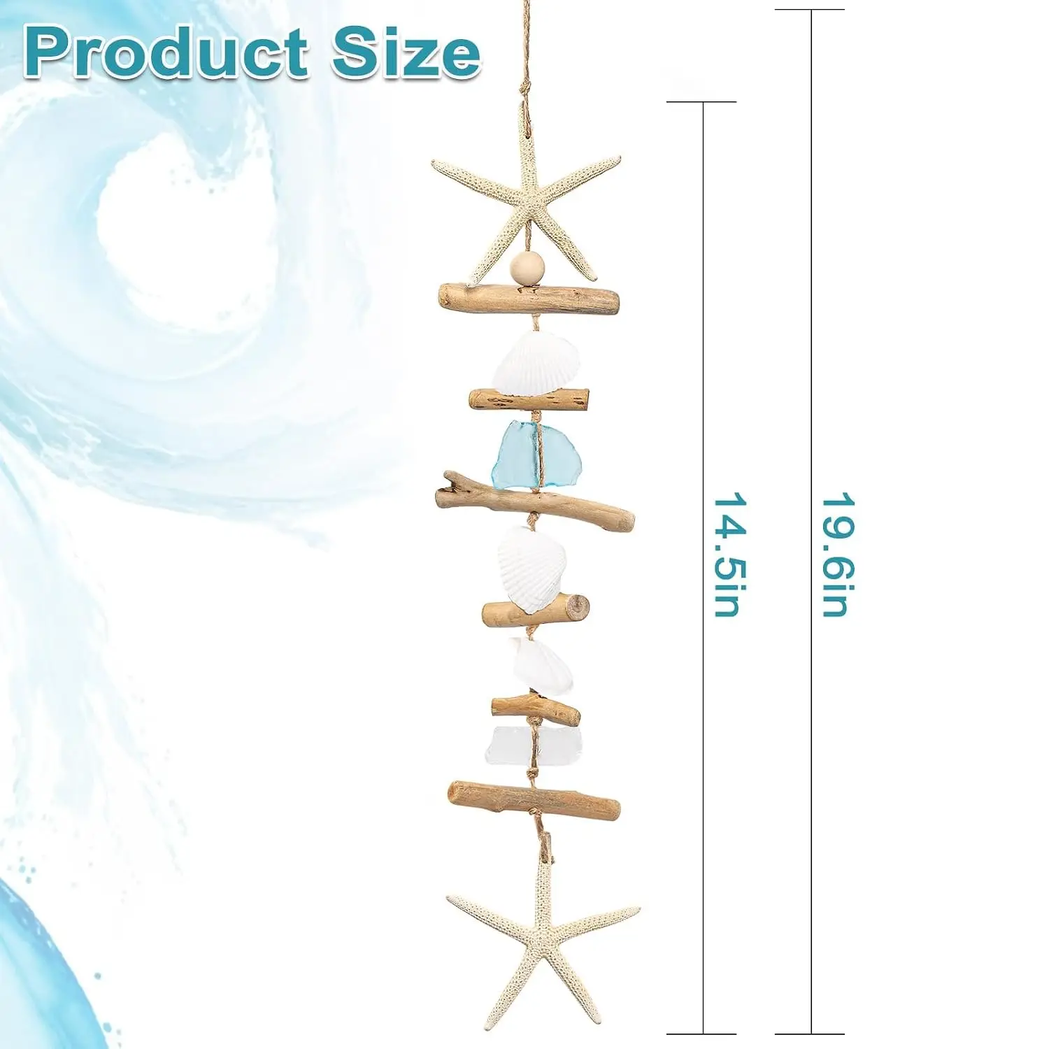 2PCS Wooden Driftwood Wall Decor with Starfish, Coastal Wall Decor, Customized