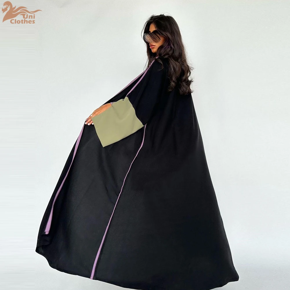 Uni Patchwork Arab Open Abaya For Muslim Woman Dubai Saudi Elegant Casual Cardigan Moroccan Loose Kebaya Fashion Robe 2025