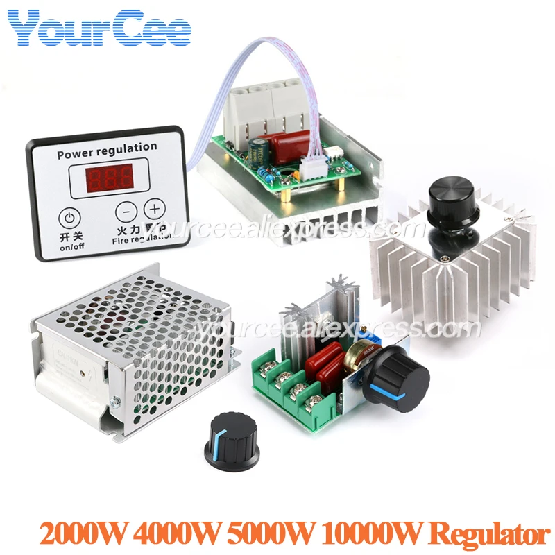 Regulador de Tensão SCR de Alta Potência 2000W 4000W 5000W 10000W Módulo Termostato de Controle de Velocidade para Motor Kit Elétrico DIY