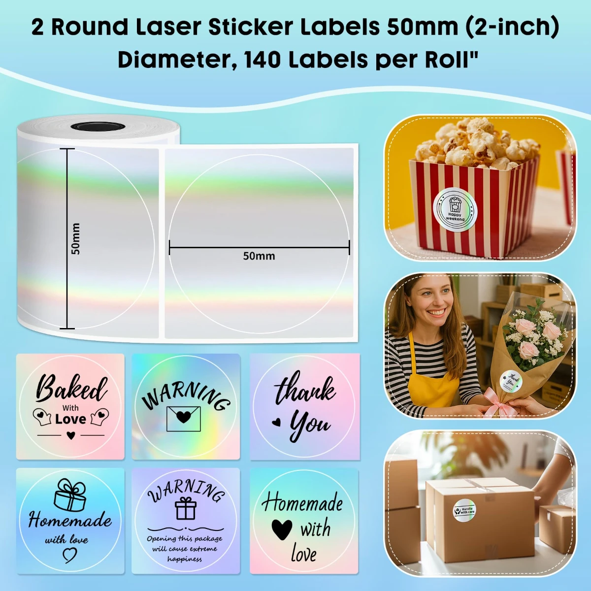 

M110 Labels, 2"(50X50mm) Round for Phomemo M220 M221 M100 M250 M120 M108 M150 Label Maker, Thermal Sticker Labels