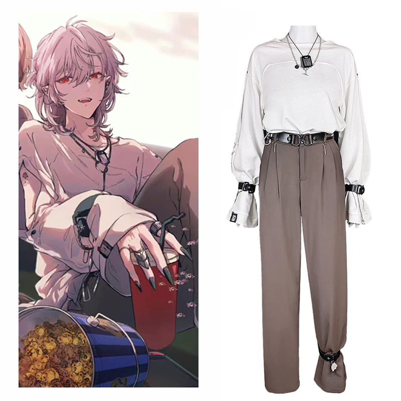 Nijisanji Vtuber Kuzuha Virtual Anchor Grey Shirt With Sunwear Outfit Daily Cosplay Costume F