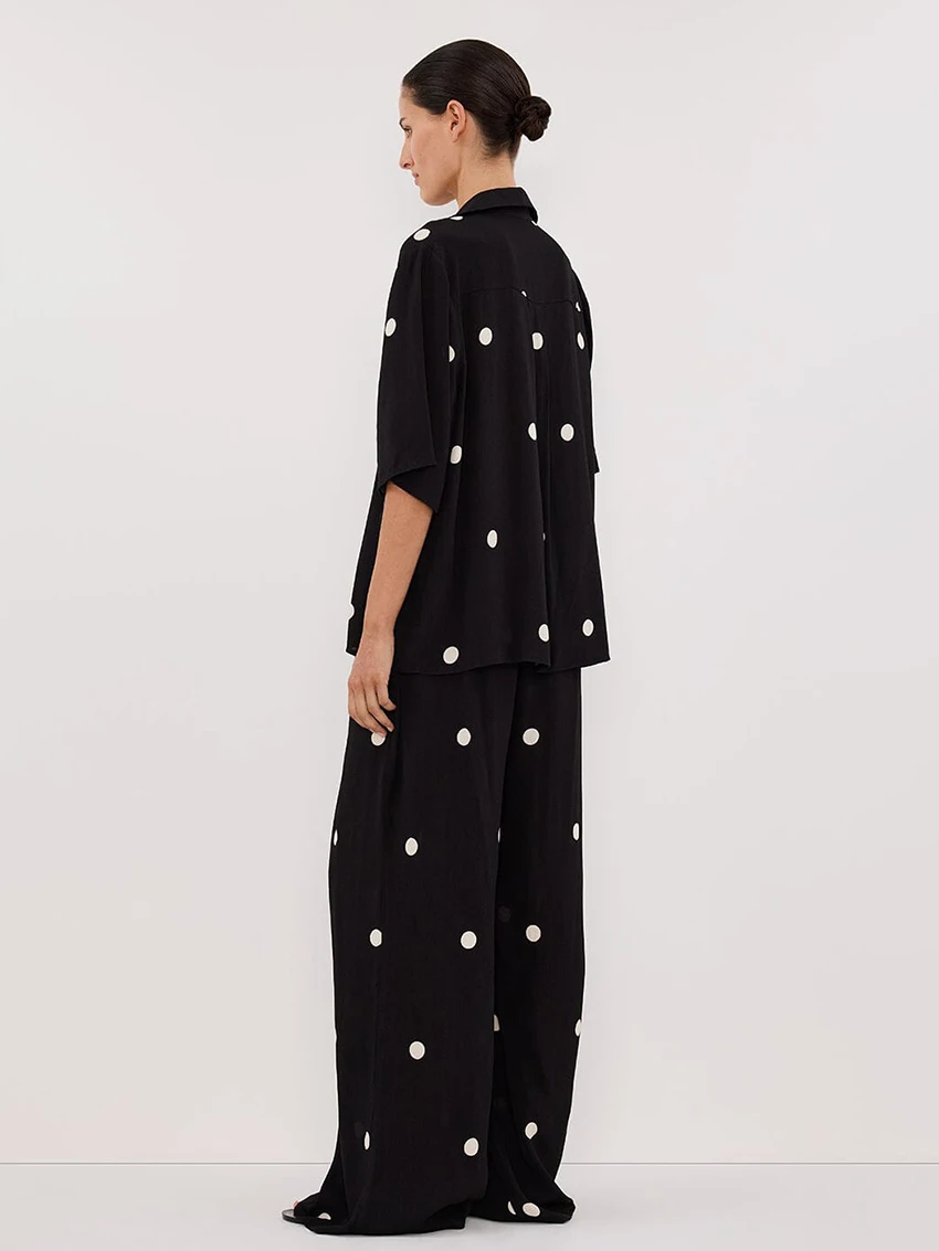 Marthaqiqi Summer Female Nightgowns 2 Piece Suit Turn-Down Collar Sleepwear Half Sleeve Nightwear Pants Casual Women Pajamas Set