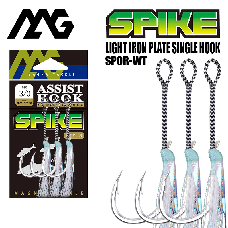 

magna tackle SPOR-WT fishing assist Hooks with PE Line Saltwater high carbon Steel Fishing Hook Slow Pitch Jig Hooks