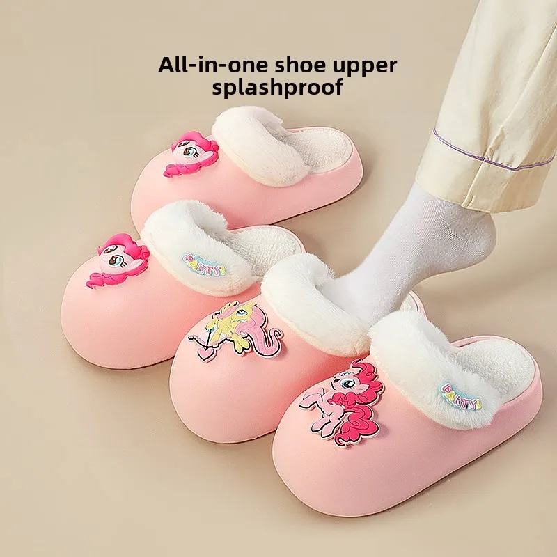 My Little Pony Waterproof Cotton Slippers Pinkamena Diane Pie Girls Indoors Cute Plush Home Shoes Cartoon Fashion Holiday Gifts