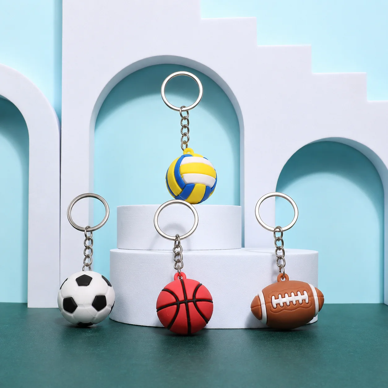 Mini 3D PVC Football-Themed Keychain Collectible Accessory for basketball Enthusiasts, Ideal as a Thoughtful keyring Gift