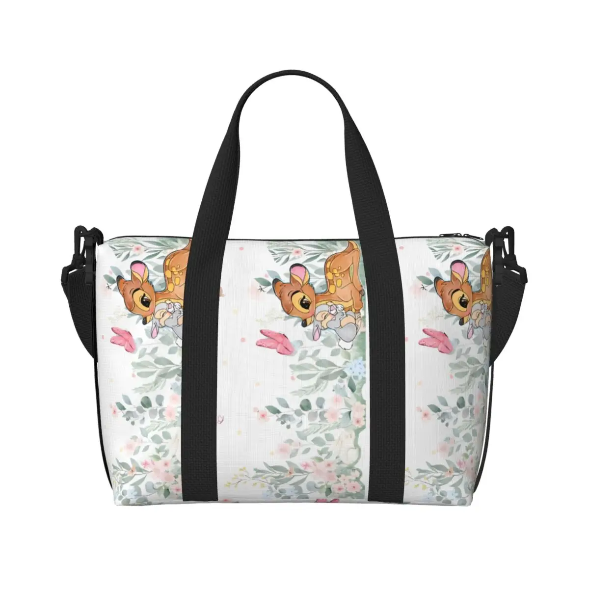

Сумка-шоппер с мультяшным принтом Бэмби, женская, большая вместимость, для спортзала, пляжа, путешествий