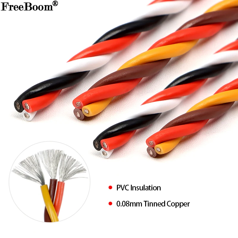 

1~50m Twisted Servo Extension Cable 26/22AWG for RC Model Accessories JR Futaba Twisted Wire Cord Lead 30/60 Cores Copper Wire