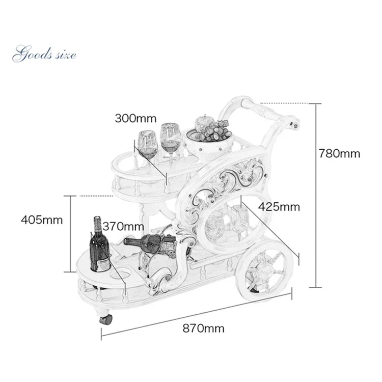 European Style Homestay Storage Cart Restaurant Household Double-decker Trolley Hotel Bar ClubDining Kitchen Islands