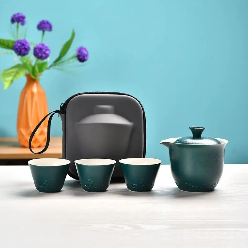 Simple Ceramic Portable Travel Tea Set, Outdoor Kung Fu Teapot, Portable Teaware, 2026 New Style Tea Set