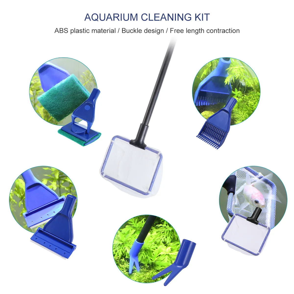 5 in Aquarium Cleaning Supplies Fish Tank Kit Filter Gravel Cleaner Tools Glass Algae Remover