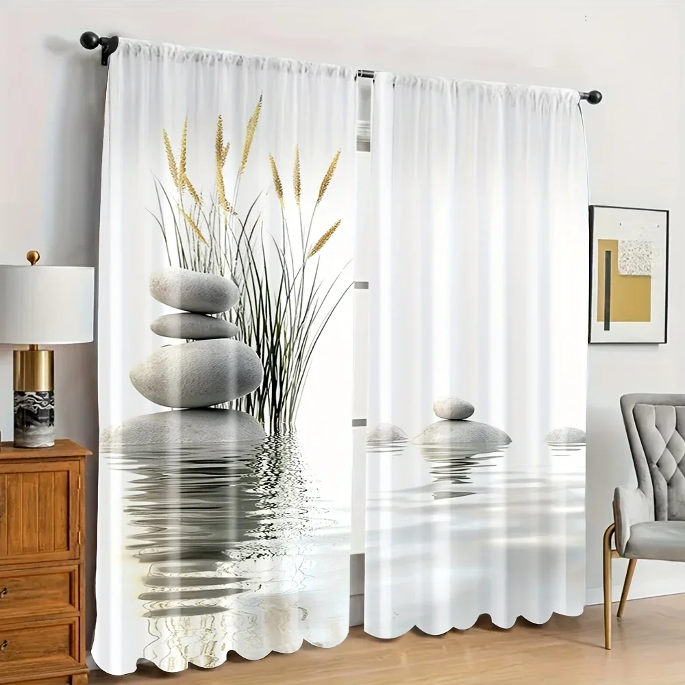 Modern Coastal Ocean View Curtains sheer light filtering window drapes for living room bedroom home decor