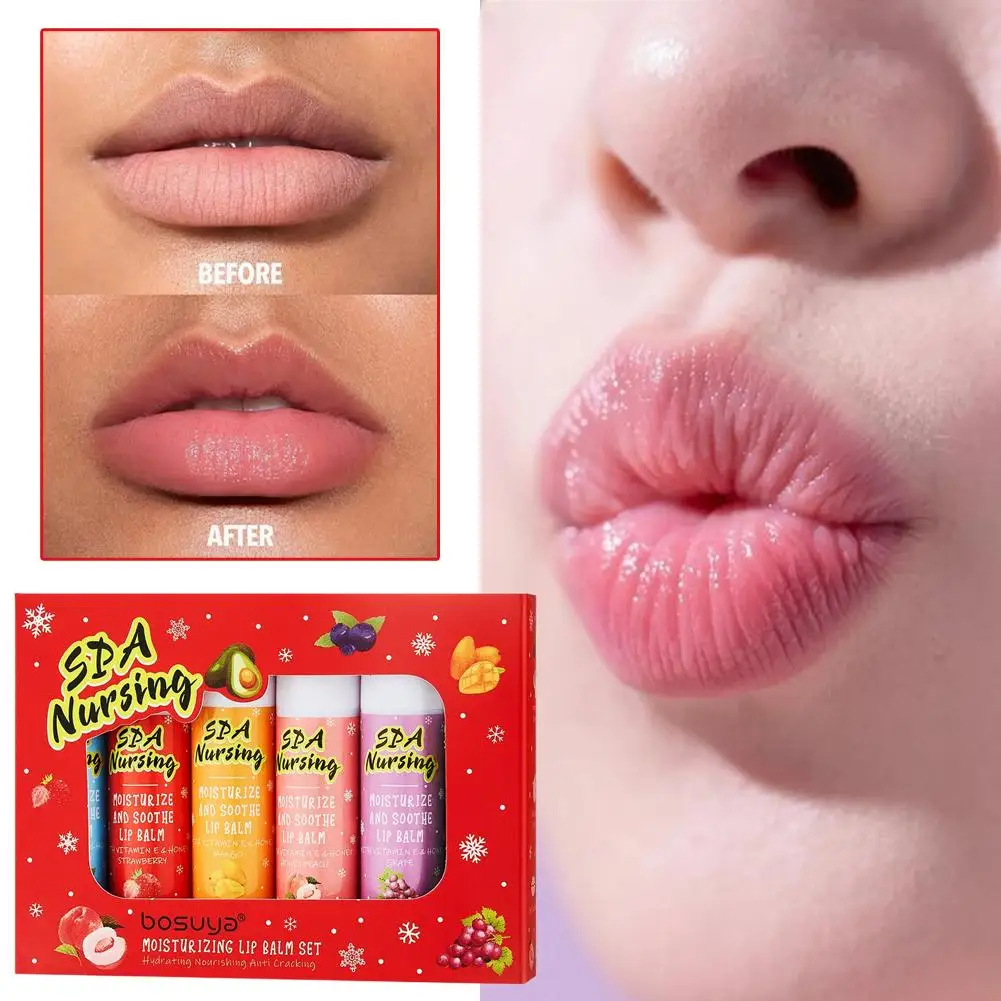6pcs Christmas Lip Balm Set Fruity Moisturizing Lip Care Kit Hydrating Nourishing Anti-Cracking Lip Balm Gift Set For Women Men view 5