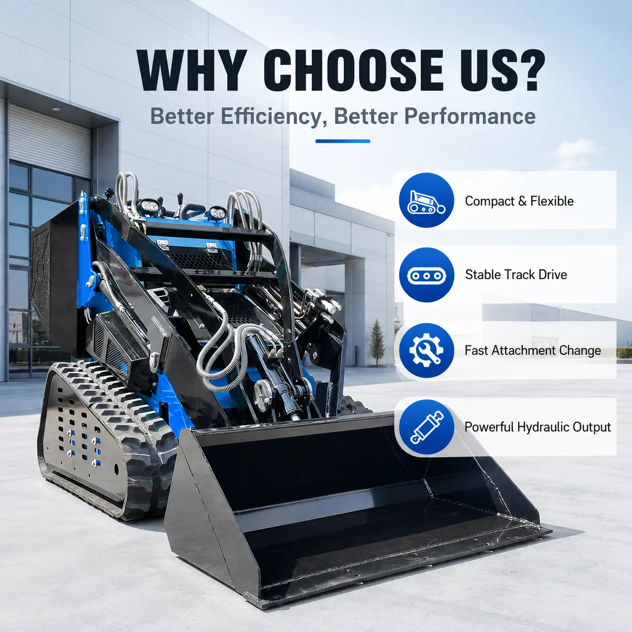 Durable Track Skid Steer Loader  EPA Power Joystick Console Wide Bucket for Municipal Work Job Skid Steer Loader