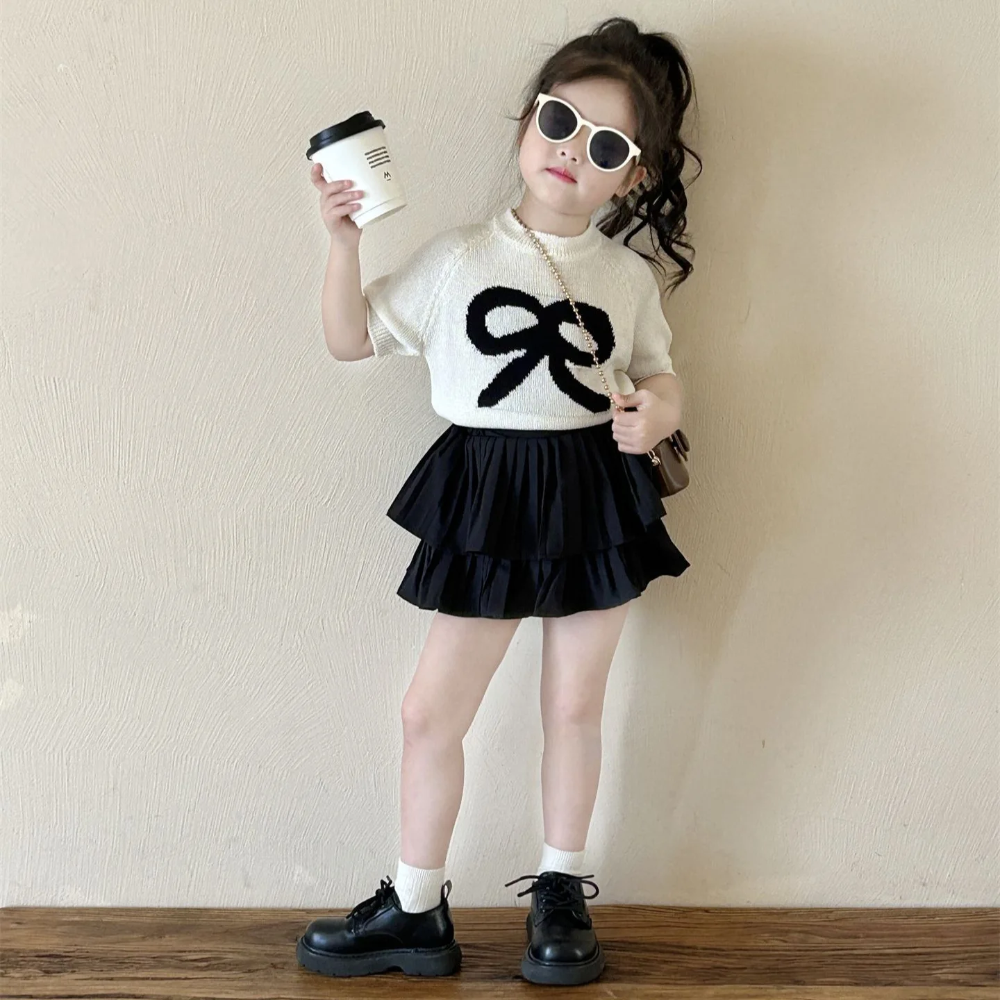 Girls Korean Version Half Skirt 2024 Summer New Baby Skirt Pants T-shirt Cute and Gentle Two-piece Set Kids Clothes