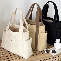 Large Capacity Tote Canvas Bag For School Work Commuting Student Outfit Carrying Bag Single Shoulder Book Shopping Tote Bag