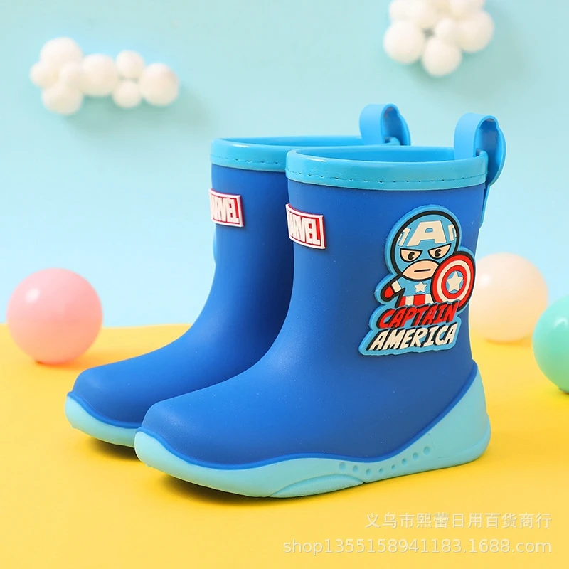 Kids Boys Waterproof Shoes Rain Boots Girls Cartoon Spiderman Captain America Spring Summer Student Children Toddler Water Shoes