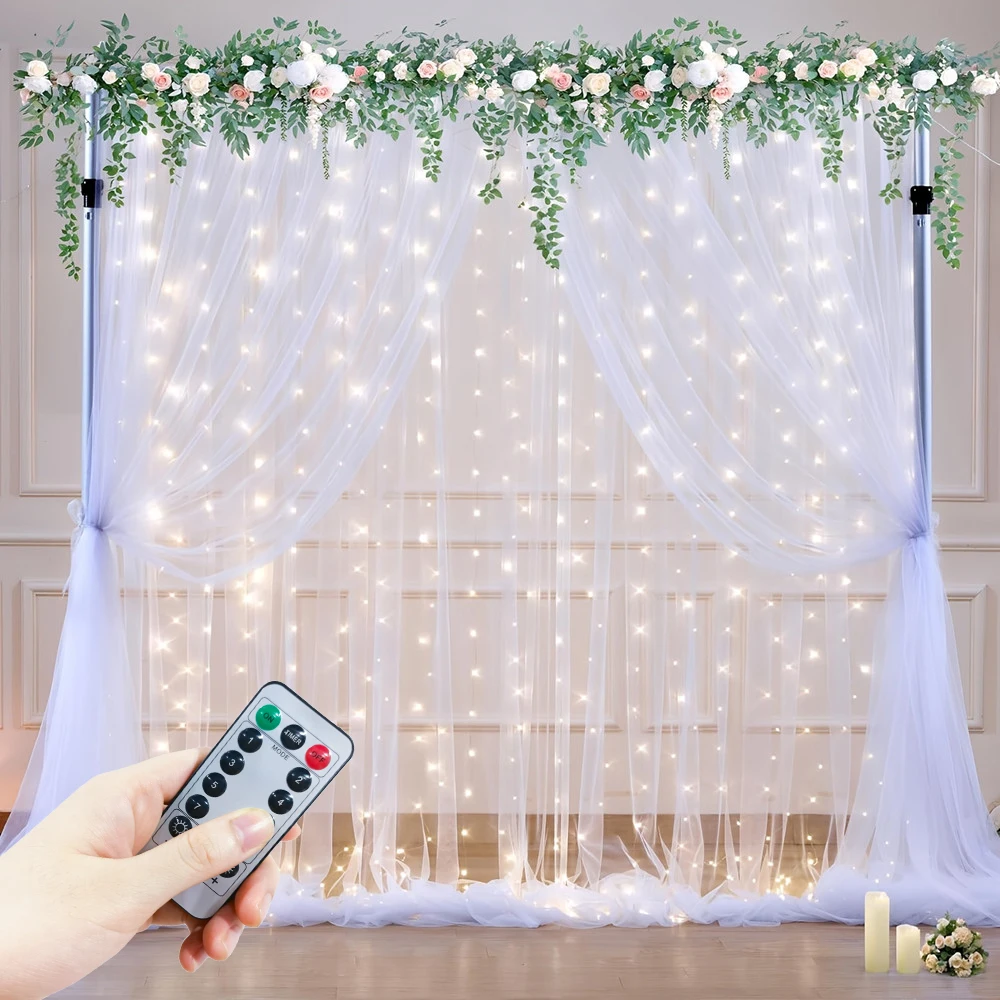 USB Curtain String ไฟ 8 โหมด Fairy Light คริสต์มาสฮาโลวีน Garland Holiday ไฟ LED งานแต่งงานหน้าแรกตกแต่งห้องนอน