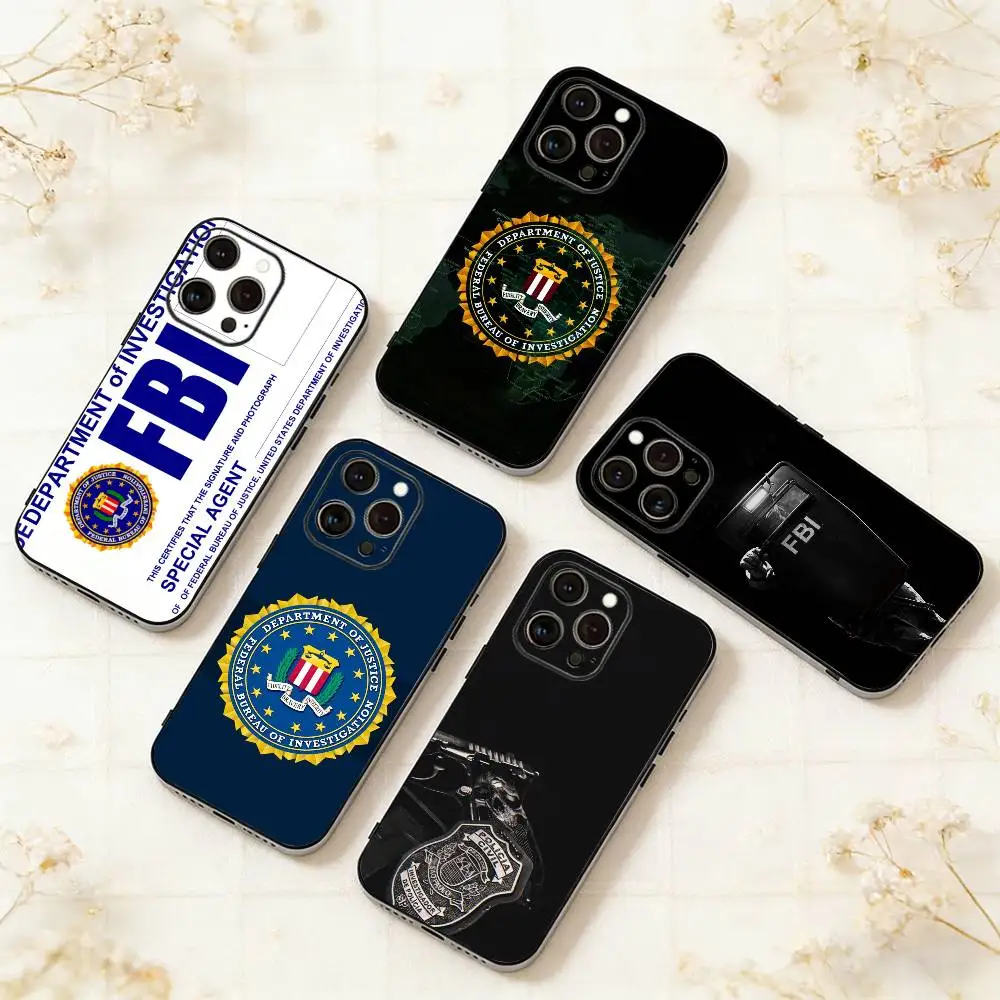 

P-Police FBI ID Phone Case For iPhone 17,16,15,14,13,12,11 Plus,Pro Max,XS,Soft Silicone Black Cover
