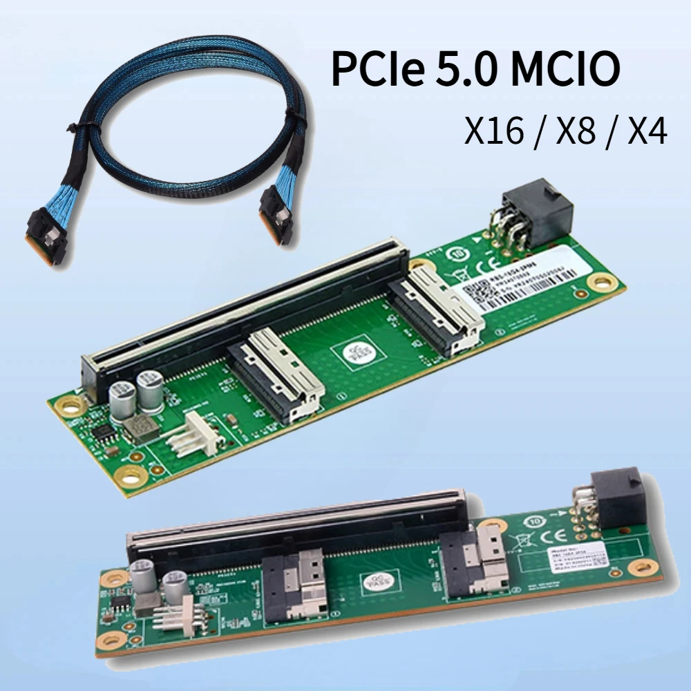 PCIe 4.0 16X to SFF-8654 8i External Split Card MCIO 5.0 Single-Slot GPU Baseplate Graphics Video Card External Expansion 16X/8X