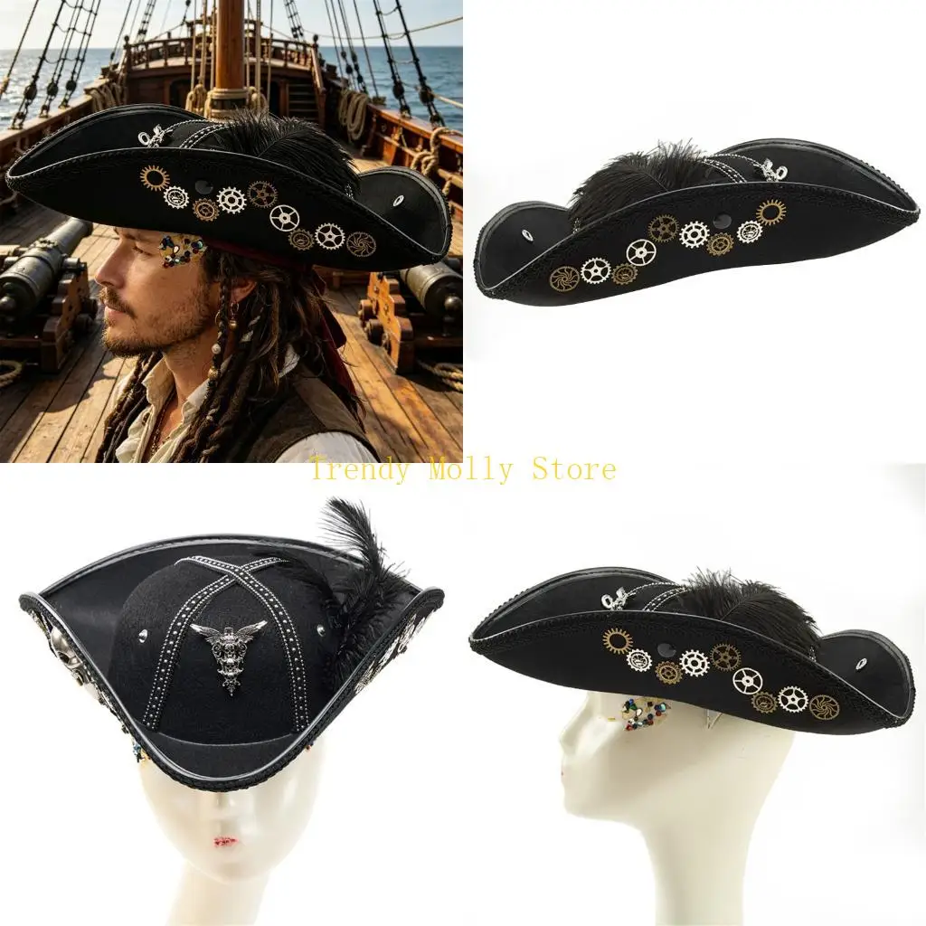 

N5KB Adjustable Pirate Hat For Halloween Costume Accessories And Adventure Themed Dressing Up