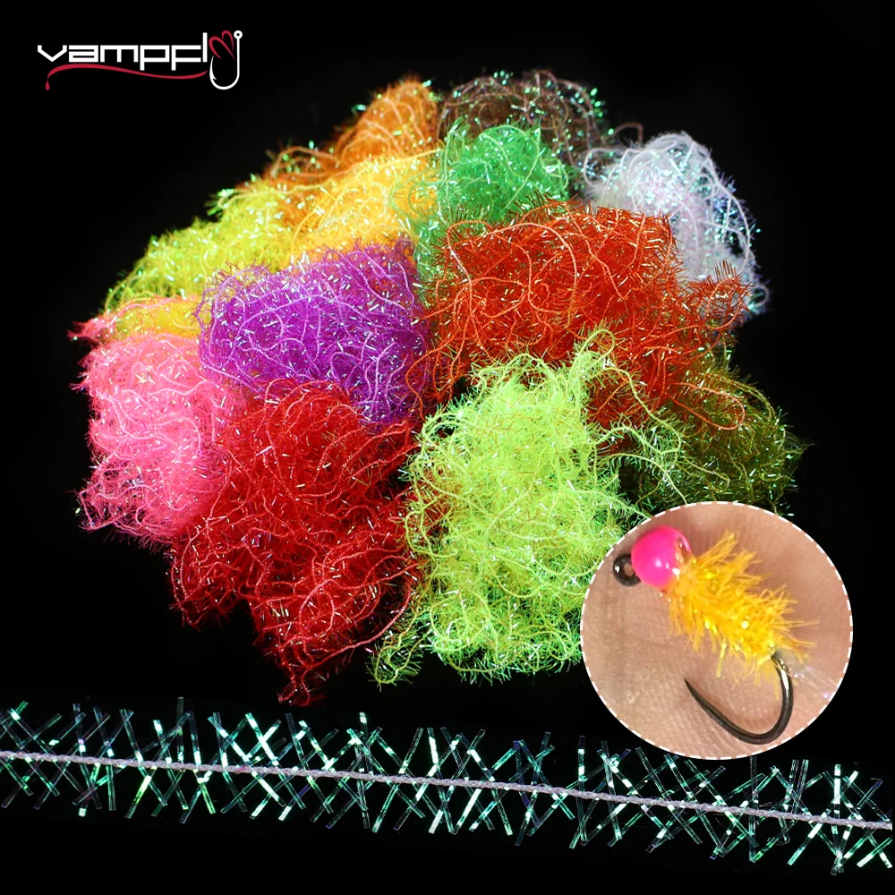 Vampfly 4M Cactus Chenille 6mm Wide Pearlescent Flash Chenille Fly Tying Material for Jig Nymph Woolly Buggers Streamer Flies