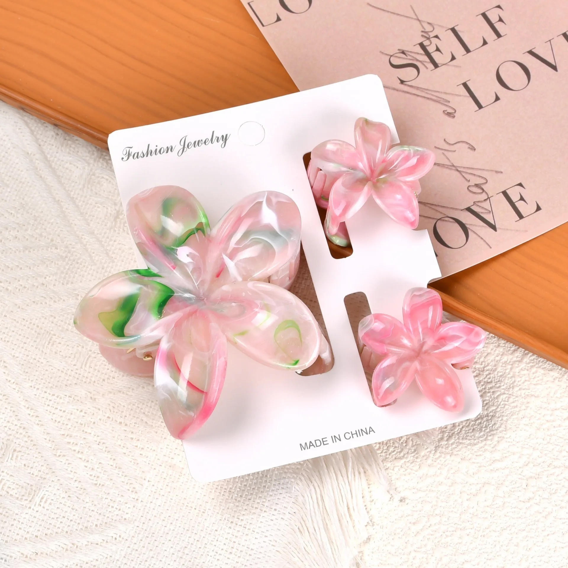 3 قطعة Y2KNiche شخصية فريدة من نوعها نمط الرخام المخلوطة البيض زهرة انتزاع كليب الدوبامين الراقية الشعور القرش كليب اكسسوارات للشعر #5