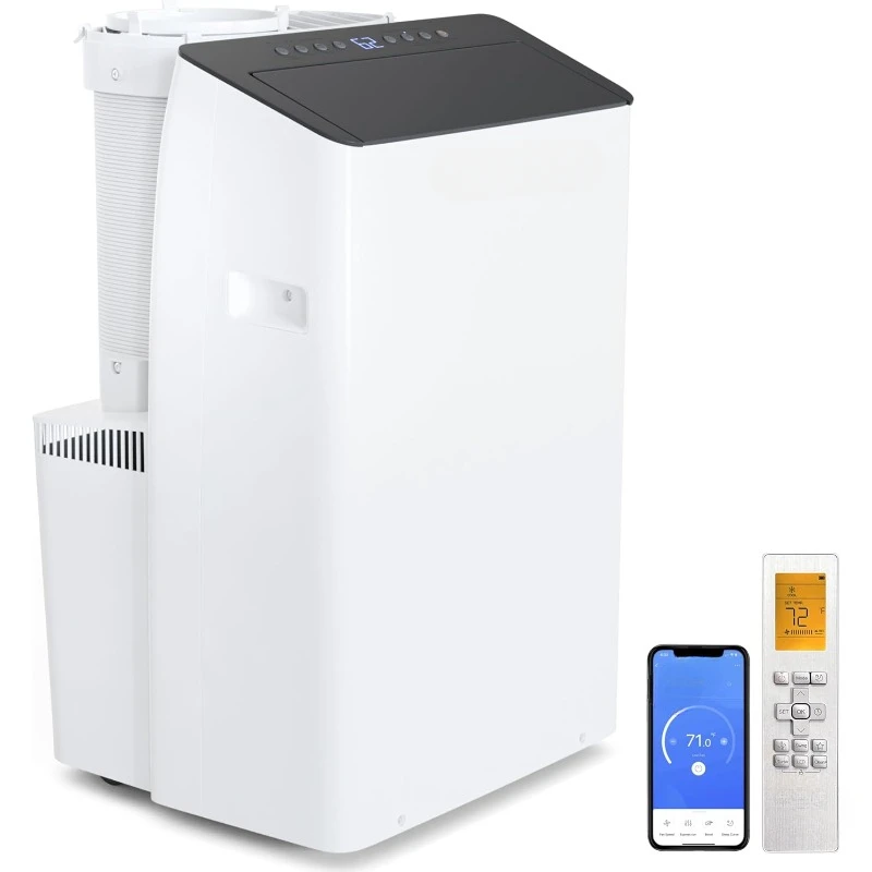 Ar condicionado e aquecedor portátil inversor de 14,000 BTU (12,000 BTU SACC) com mangueira dupla, desumidificador