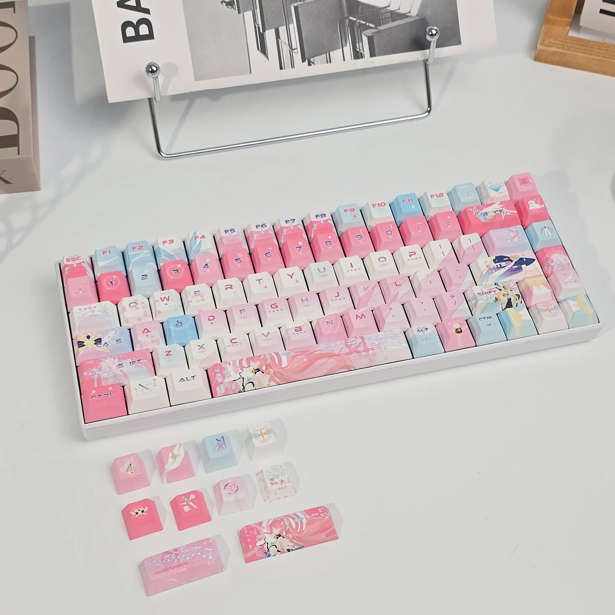 120 Keys Aemeath Theme Keycap Wuthering Waves Keycaps Anime PBT DYE-Sub Cherry Profile Key Cap for ANSI Made68 Mad68 Wooting 60