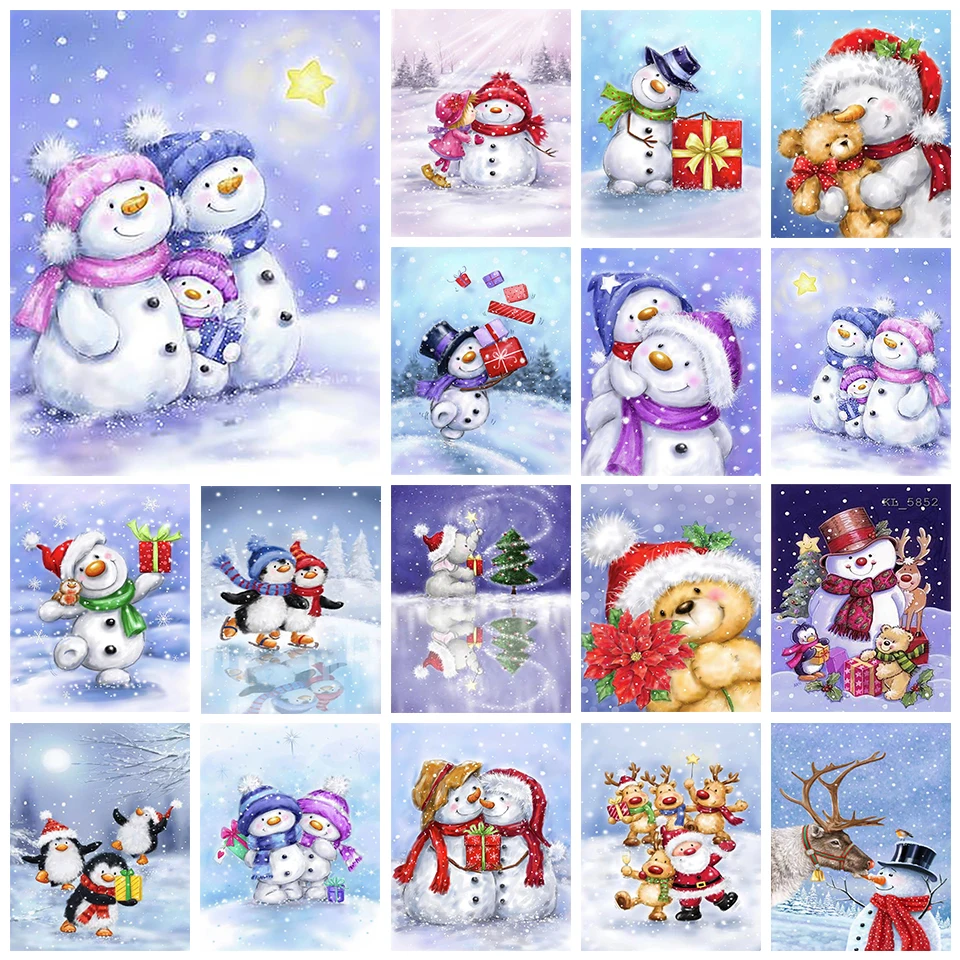 5D Diy Diamond Painting Santa Claus Snowman Full Rhinestone Embroidery Mosaic Art Cross Stitch Kits Home Decor New Arrivals 2023