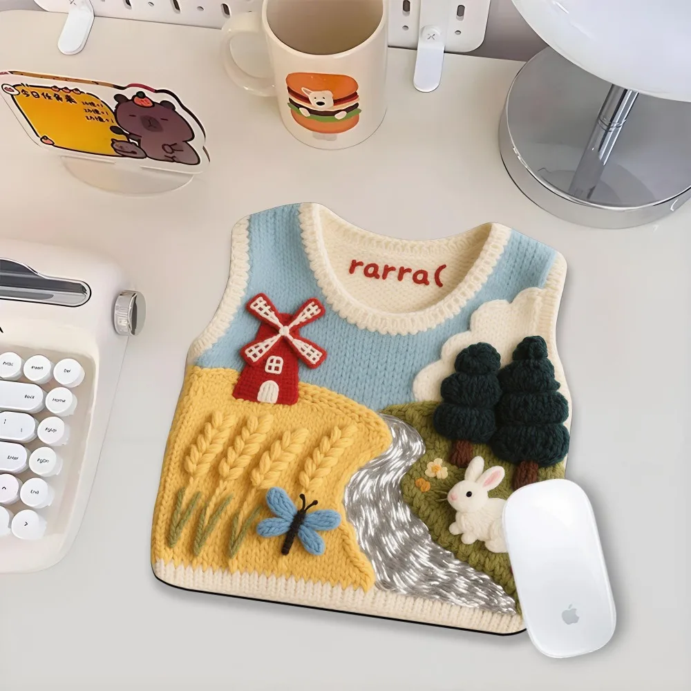 Cute Printed Sweater Mouse Pad Diatomite Material 3D effect Anti Slip Mouse Pad Portable for Office Dorm Home Computer Desk Mat