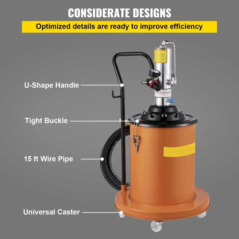 20 L Air Grease Gun Pump Grease Pump Set Electric 5 Gallon Air Operated Grease Pump with 20FT High Pressure Hydraulic Hose