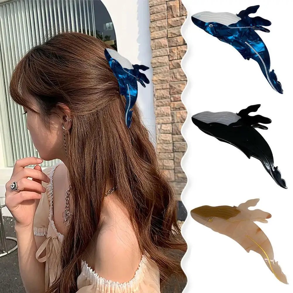 New Korean Blue Whale Hair Claw Acetate Hair Clips Popular Hair Catches Animal Hair Clip Sea Creature Claw Clips Hair Accessorie